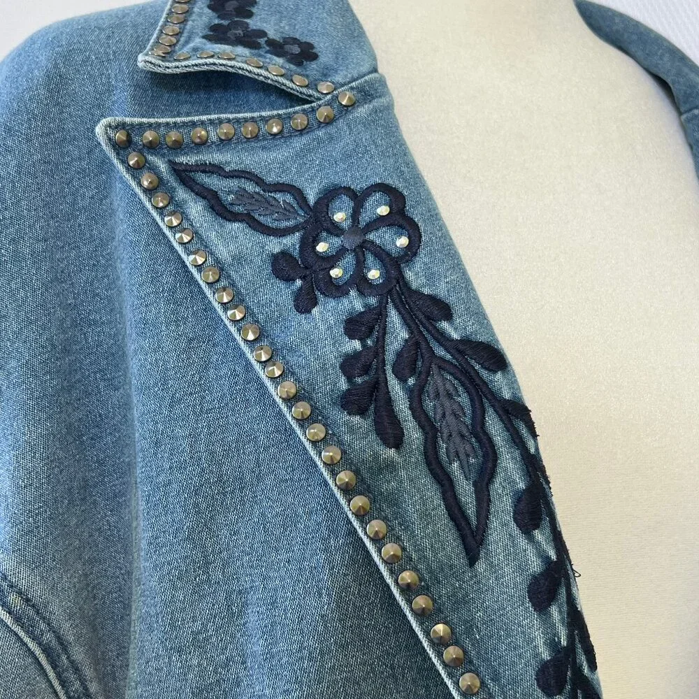 DG2 Diane Gilman Light-wash Women's Denim Blazer - Picture 6 of 16